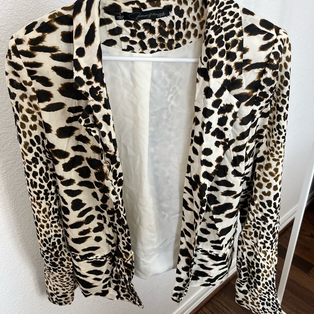 Animal print silk like blazer